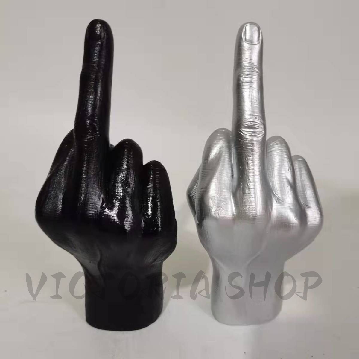 fuck hand」 置物 オーナメント 黒 シルバー 手作り 装飾 オブジェ