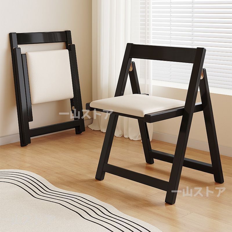 実木のダイニングチェア 折りたたみ で スポンジクッション付きのリクライニングチェア