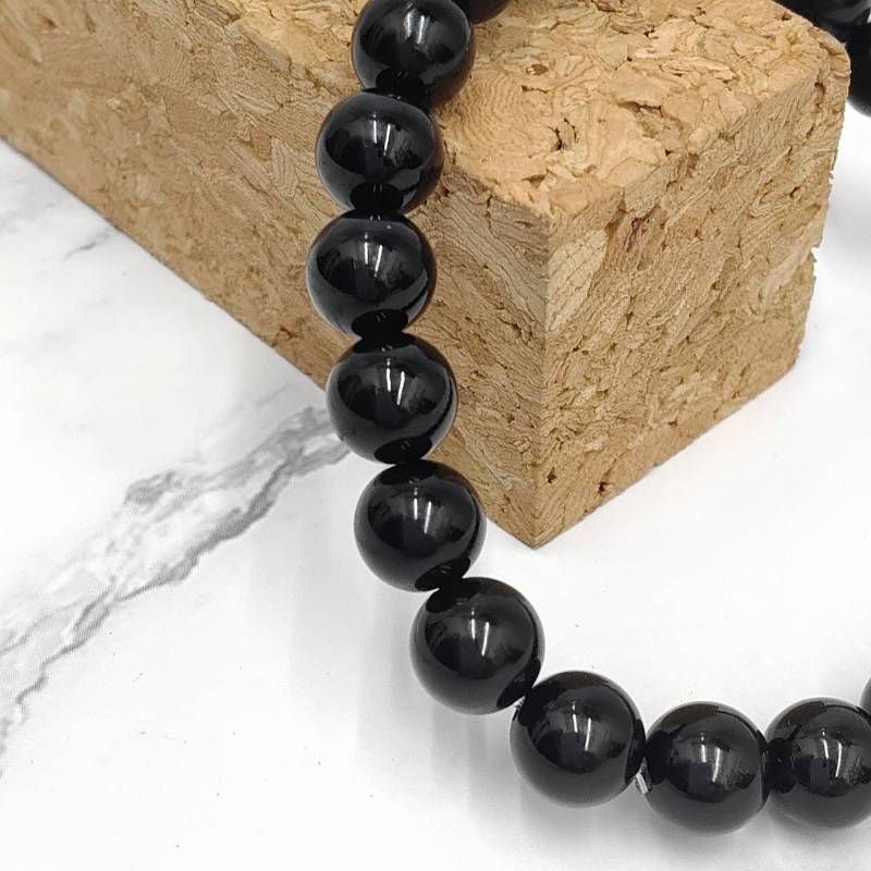 133：【魔除けの王道】ブラックオニキス8mmブレスレット 17cm 強力守護