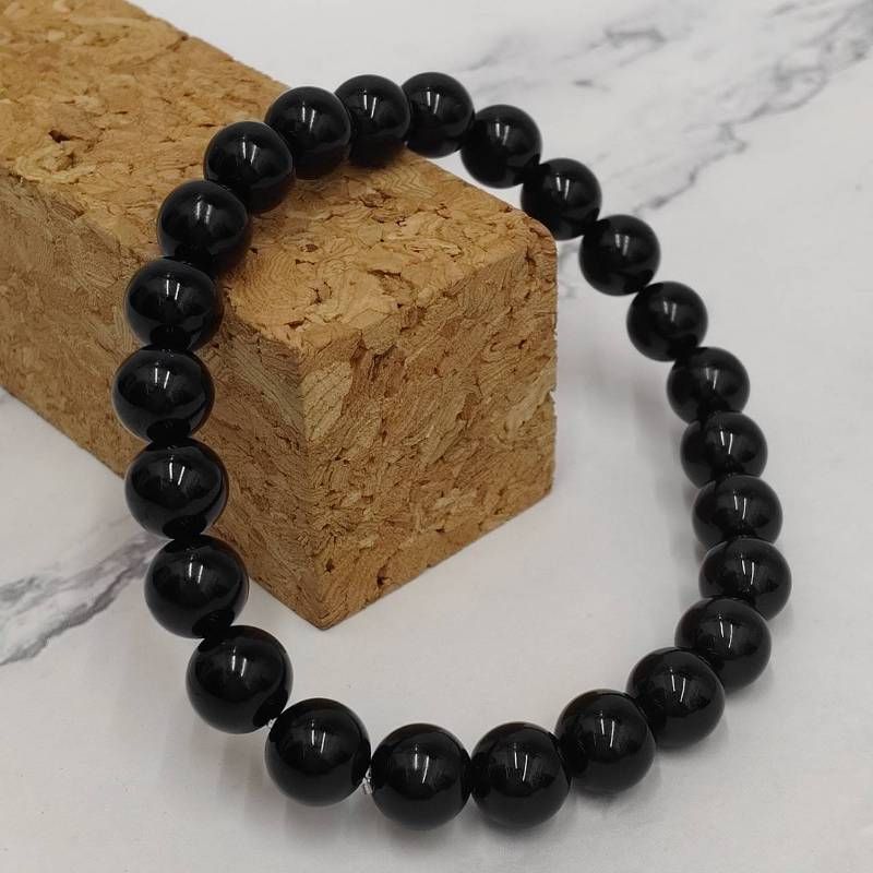 133：【魔除けの王道】ブラックオニキス8mmブレスレット 17cm 強力守護