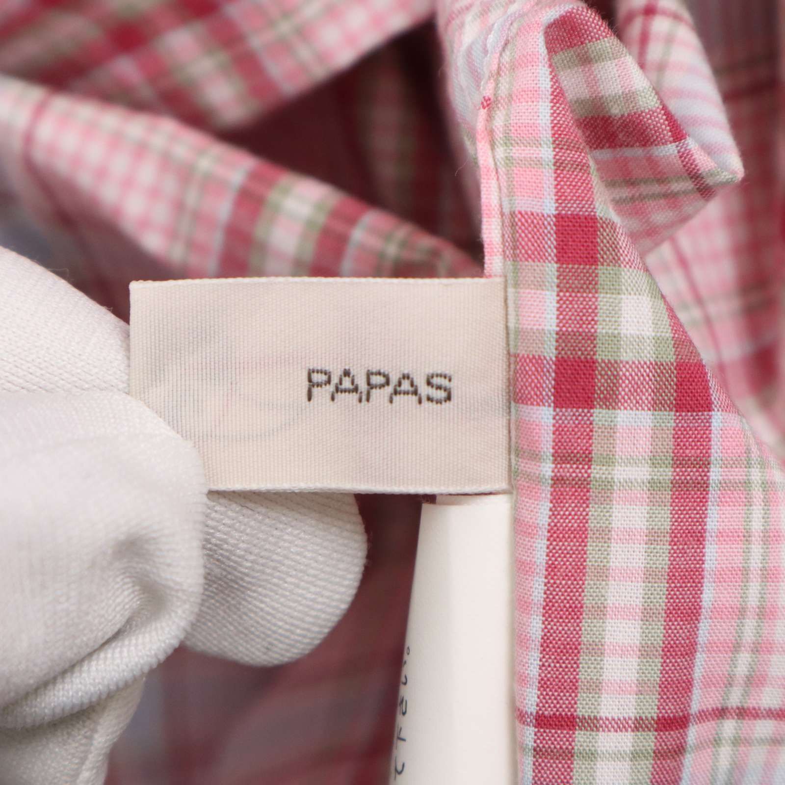 Papas パパス 通年 ゆったり♪ ロゴ☆ 長袖 ボタンダウン チェック