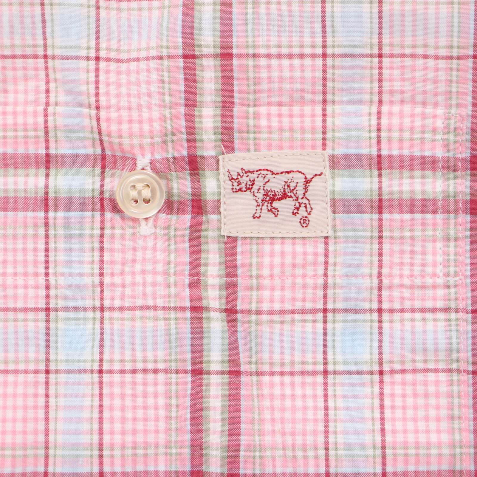 【美品 近年】パパス ダウンジャケット シャツ ロゴボタン チェック 総柄 Papas パパス 通年 ゆったり♪ ロゴ☆ 長袖 ボタンダウン チェック