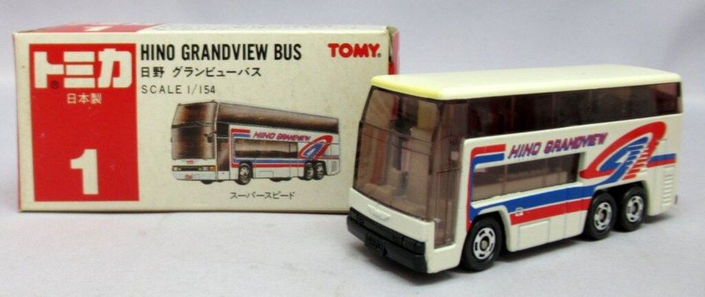 TOMY トミカ赤箱日本製 日野 グランビューバス/青赤 1-3-16 - メルカリ