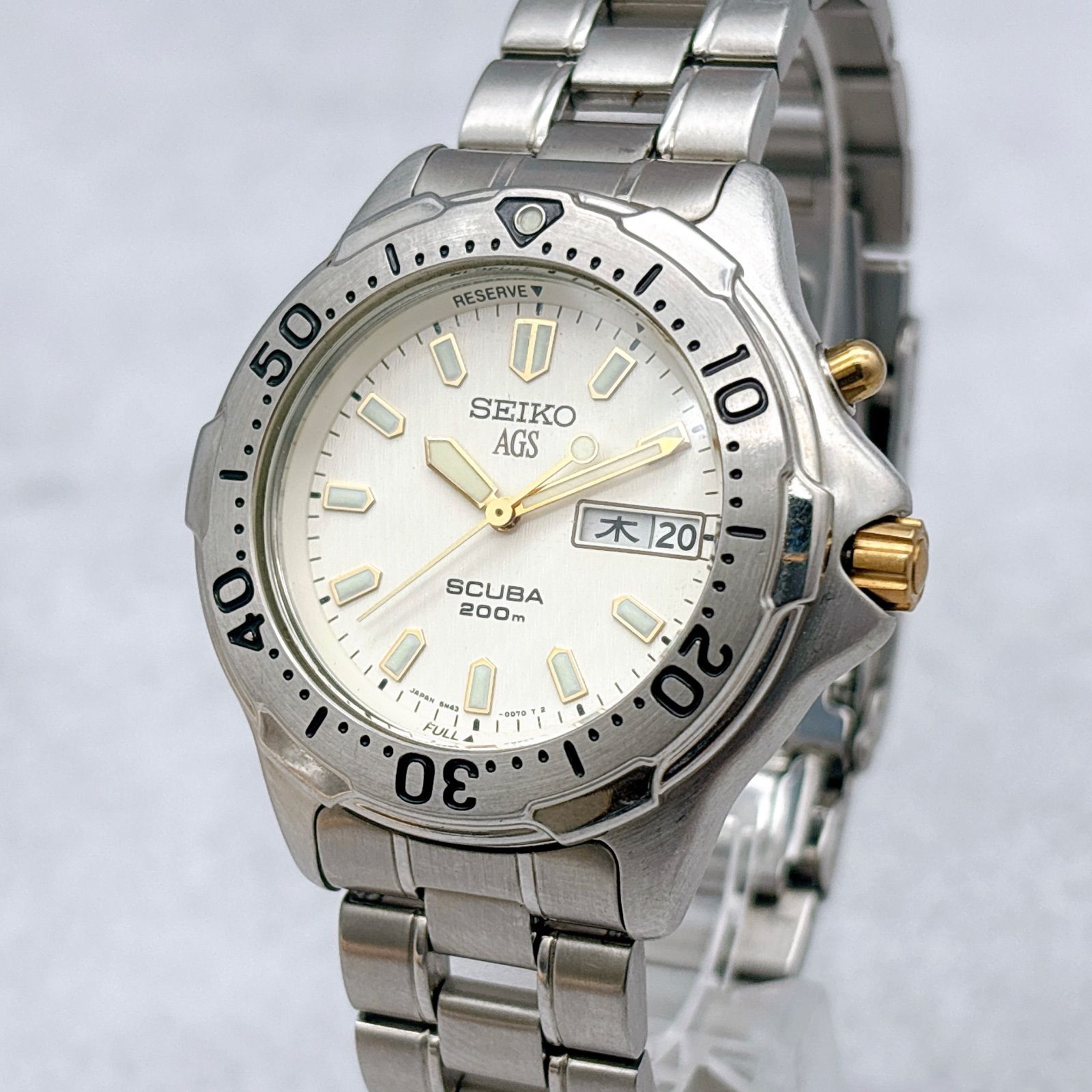 SEIKO AGS 5M43-0C30 SCUBA 腕時計 ジャンク セイコー 稼働 SEIKO セイコー AGS スキューバ 5M43-0C30 メンズ 腕時計