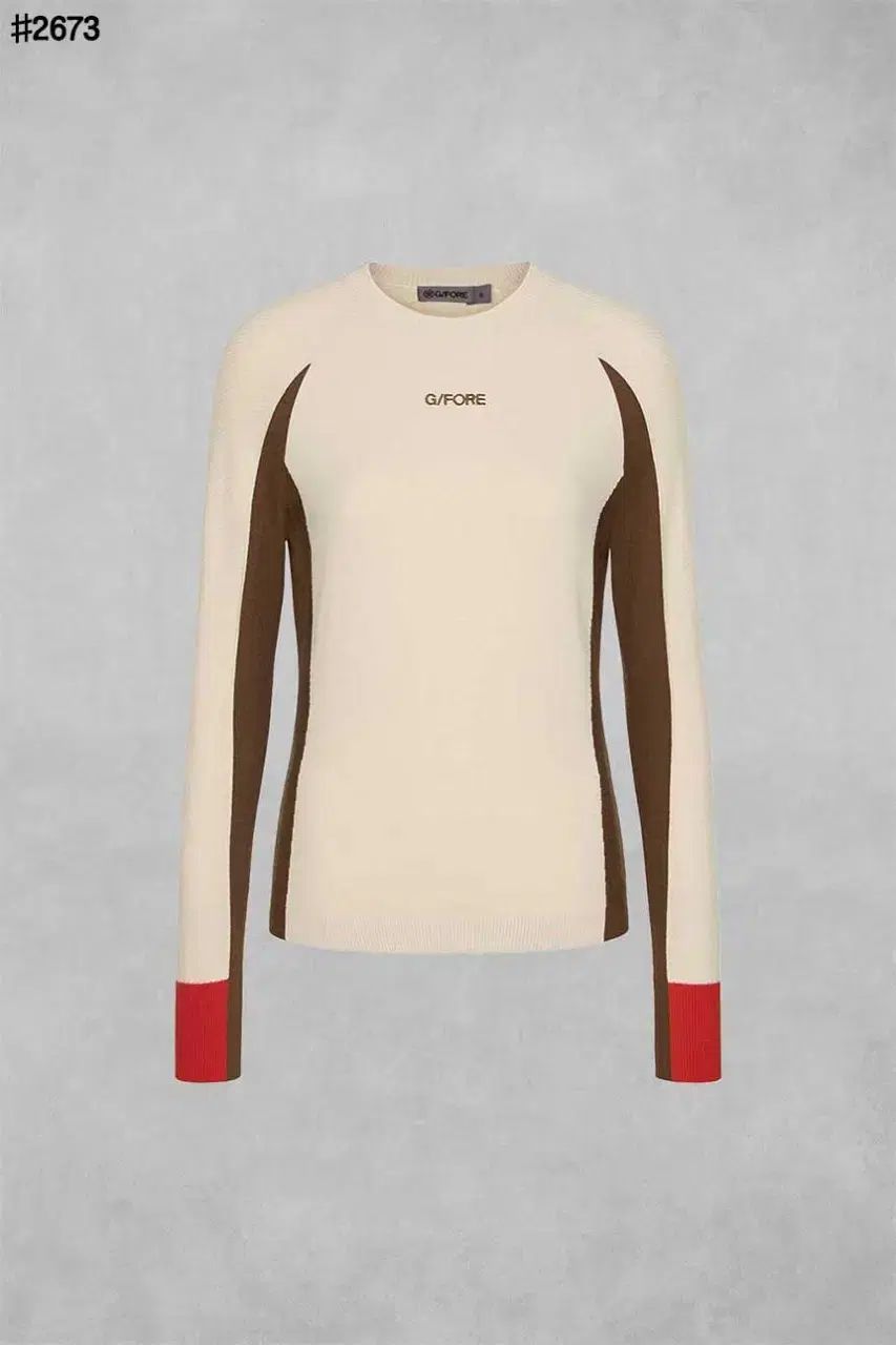 レディースゴルフウェア ストレッチ Long ロング スリーブ 립 クルーネック セーター