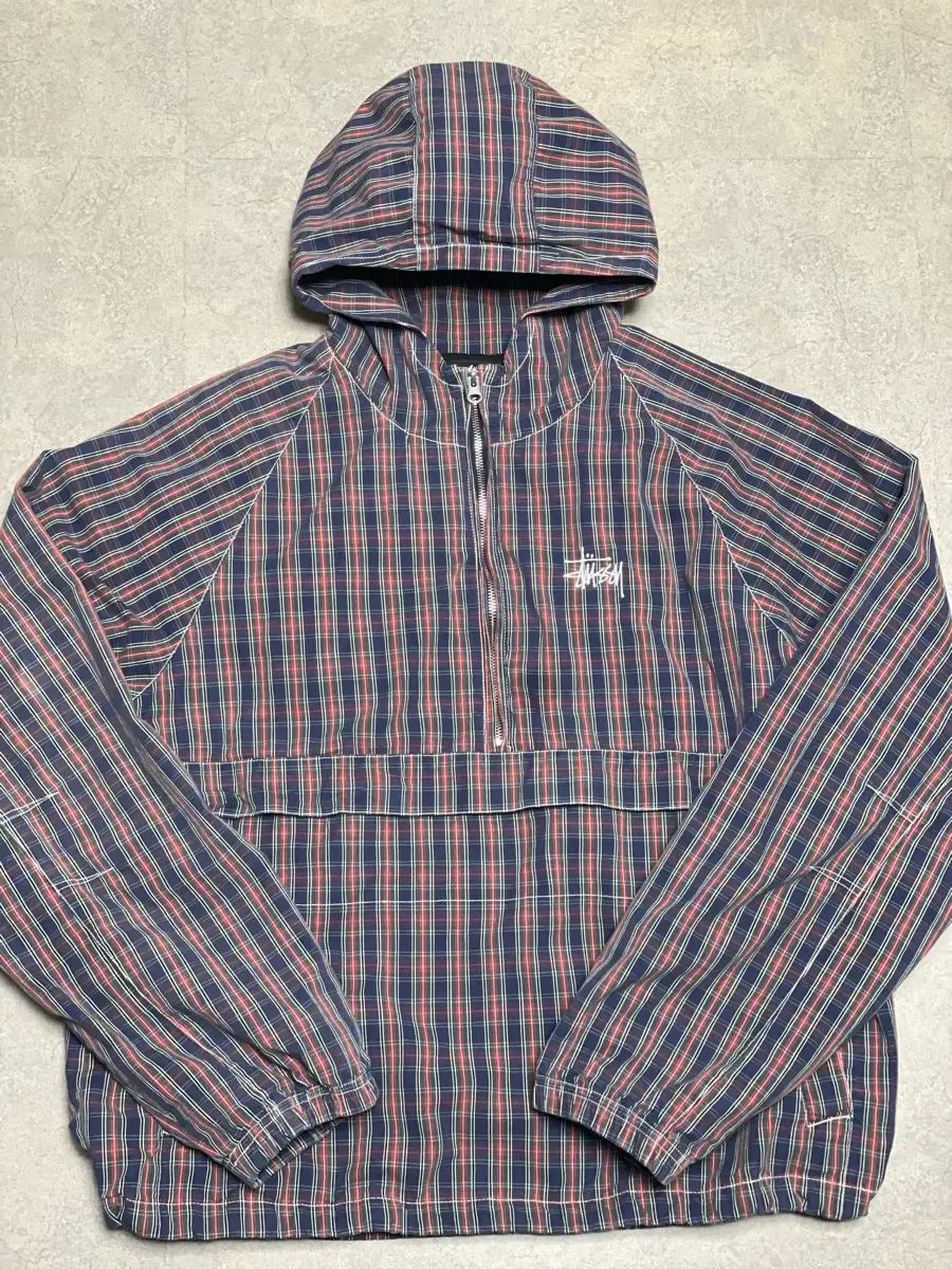 STUSSY ブラッシュド コットン アノラック チェック - メルカリ