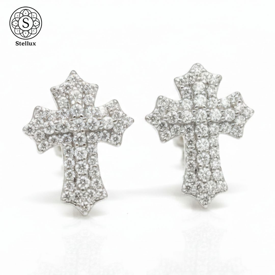 今 世界が選ぶ宝石の輝き モアサナイト クロスピアス両耳 VVS級0 78 ct S 925刻印 ユニセックス メンズ レディース ペア GRA鑑定書付き デザイン ブリンブリン