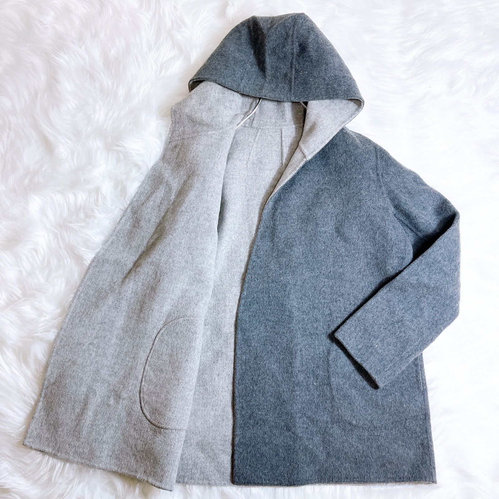 美品セオリー ダブルフェイスコート リバーシブル ウール カシミヤ混