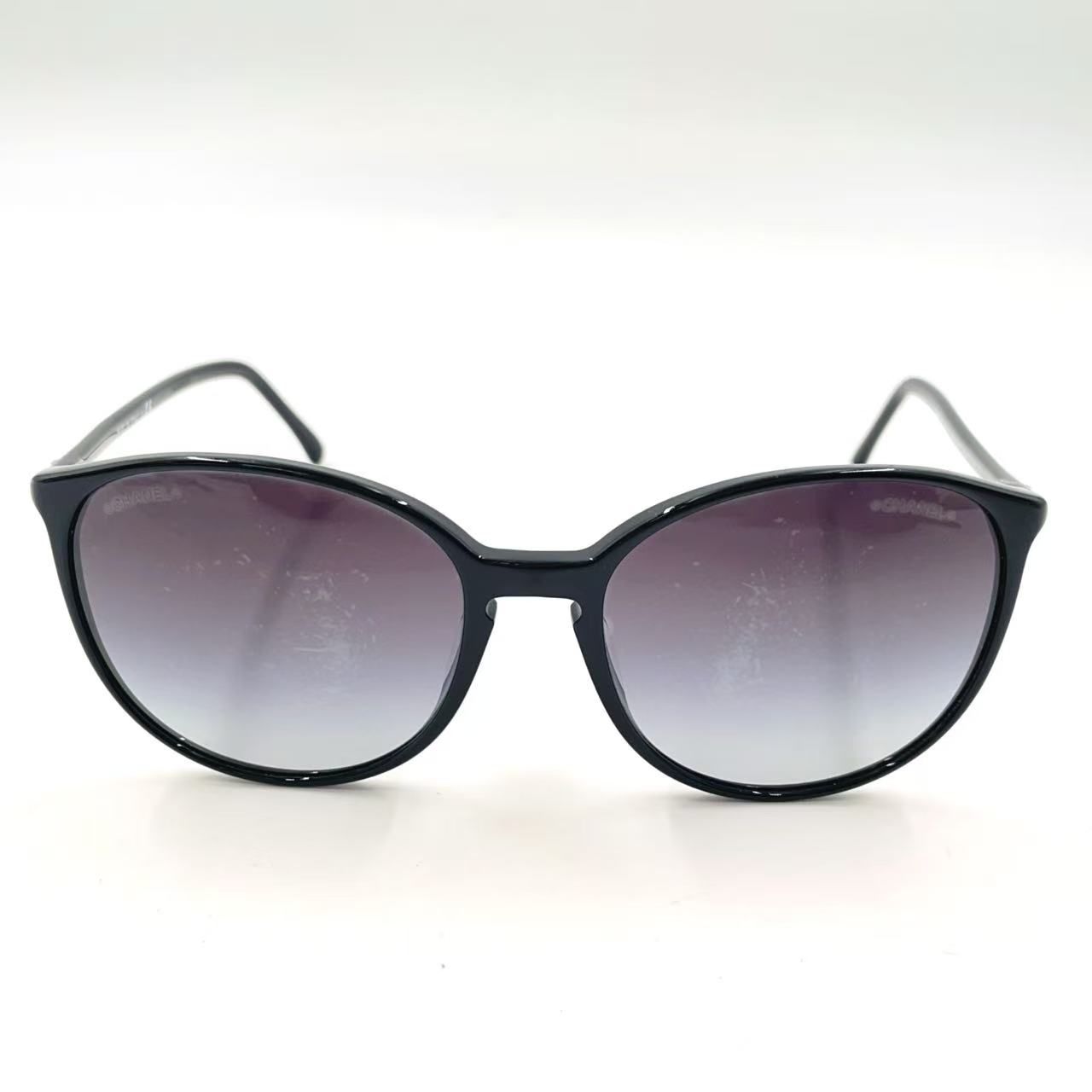 CHANEL ココマーク ウェリントン型 プラスチック ブラック サングラス シルバー 5278-A