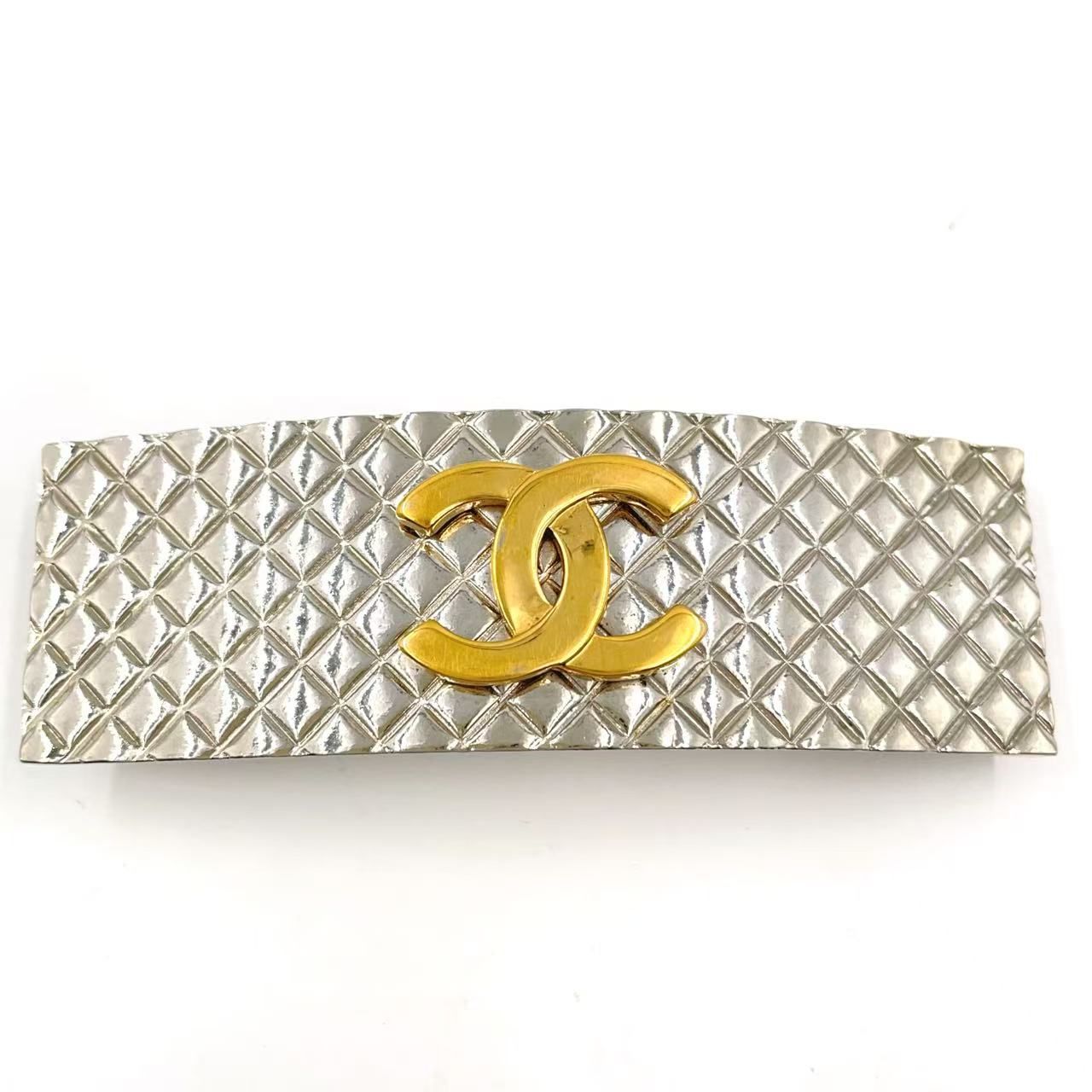 CHANEL ココマーク マトラッセ メタル ゴールド×シルバー バレッタ 96