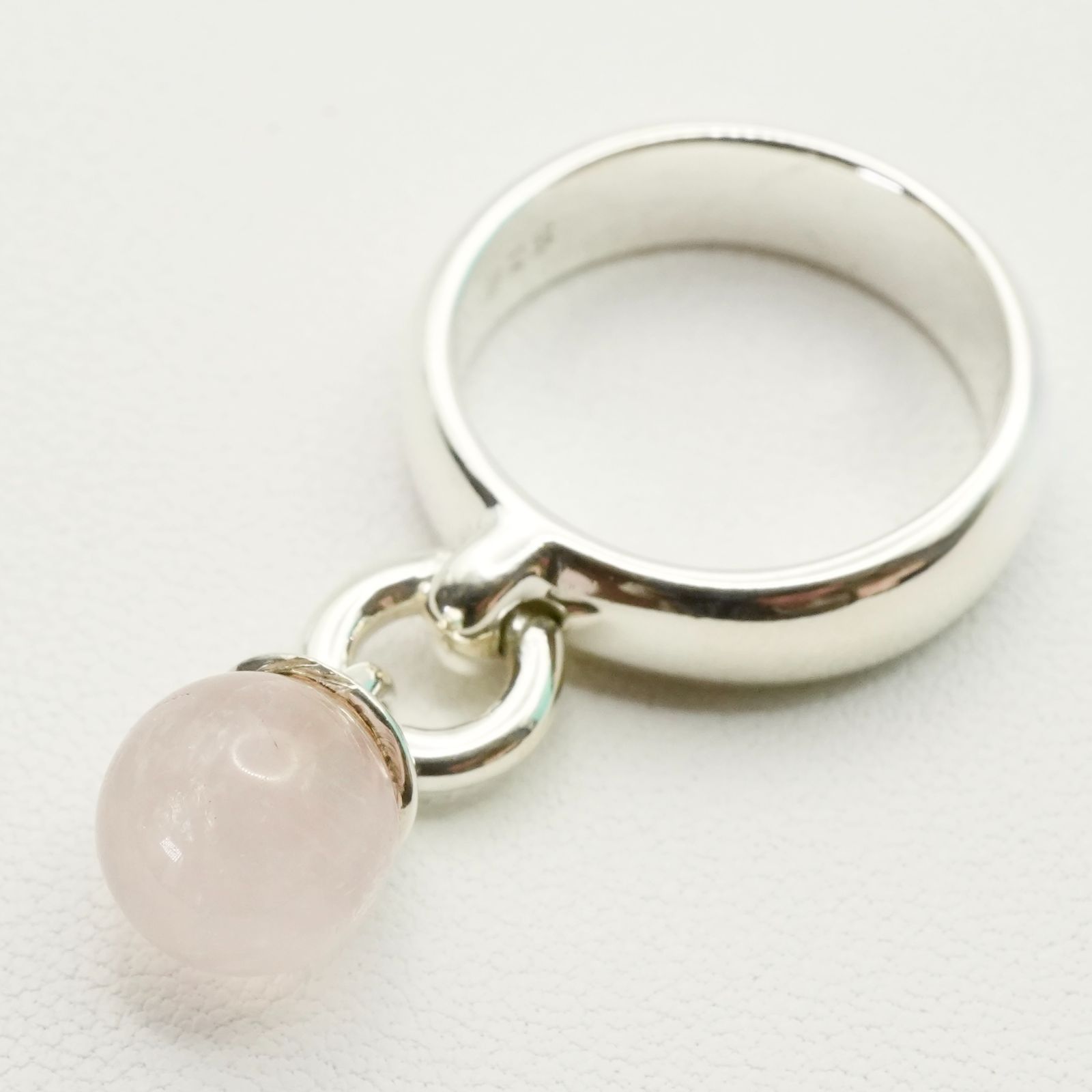 極美品 ティファニー ローズクォーツ ボールダングル リング/25-2275S