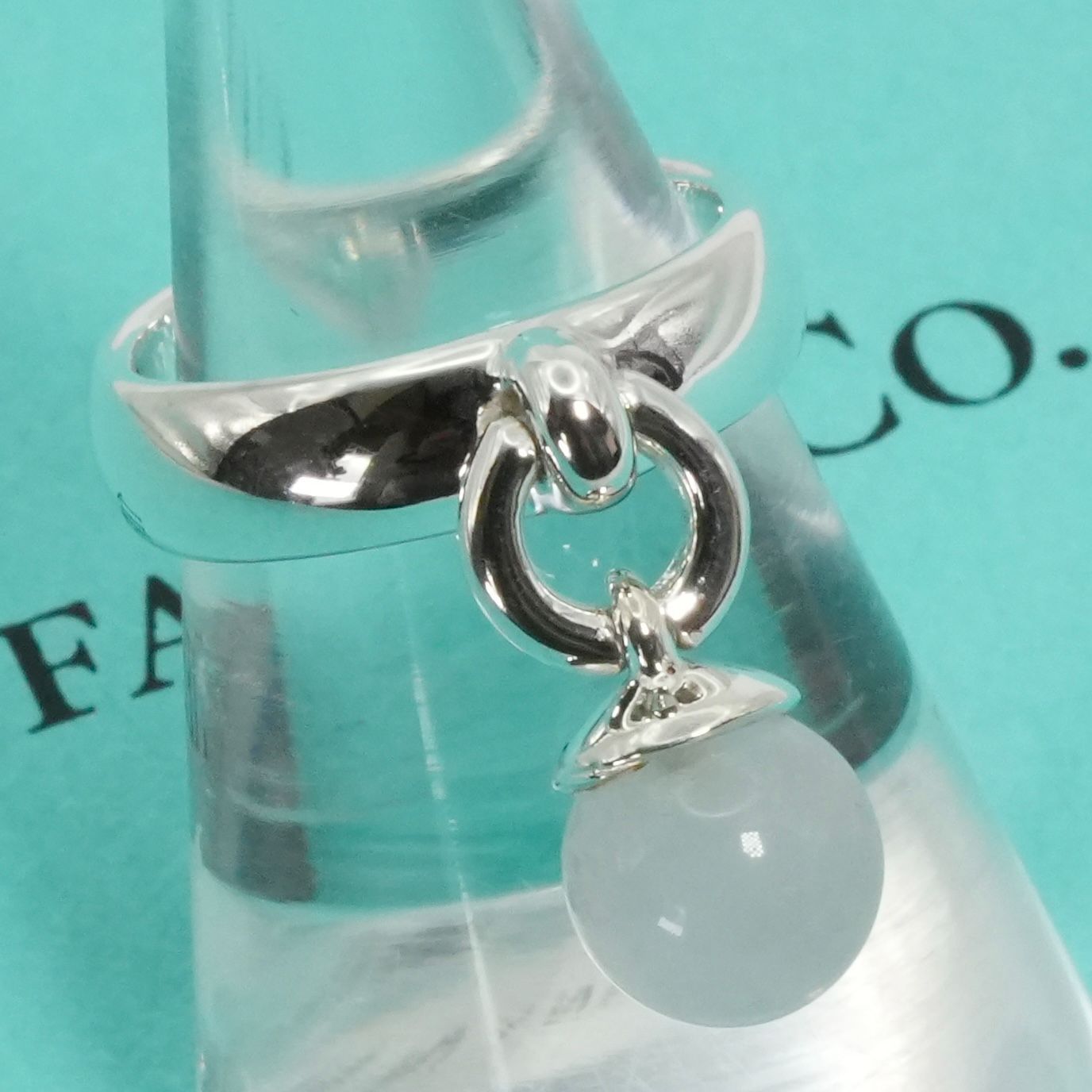 極美品 ティファニー ローズクォーツ ボールダングル リング/25-2275S