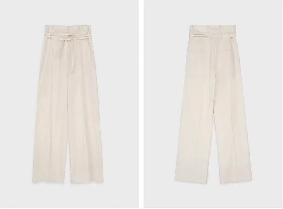 UMER ウール ベルト付き パンツ ライト ベージュ ネイビー