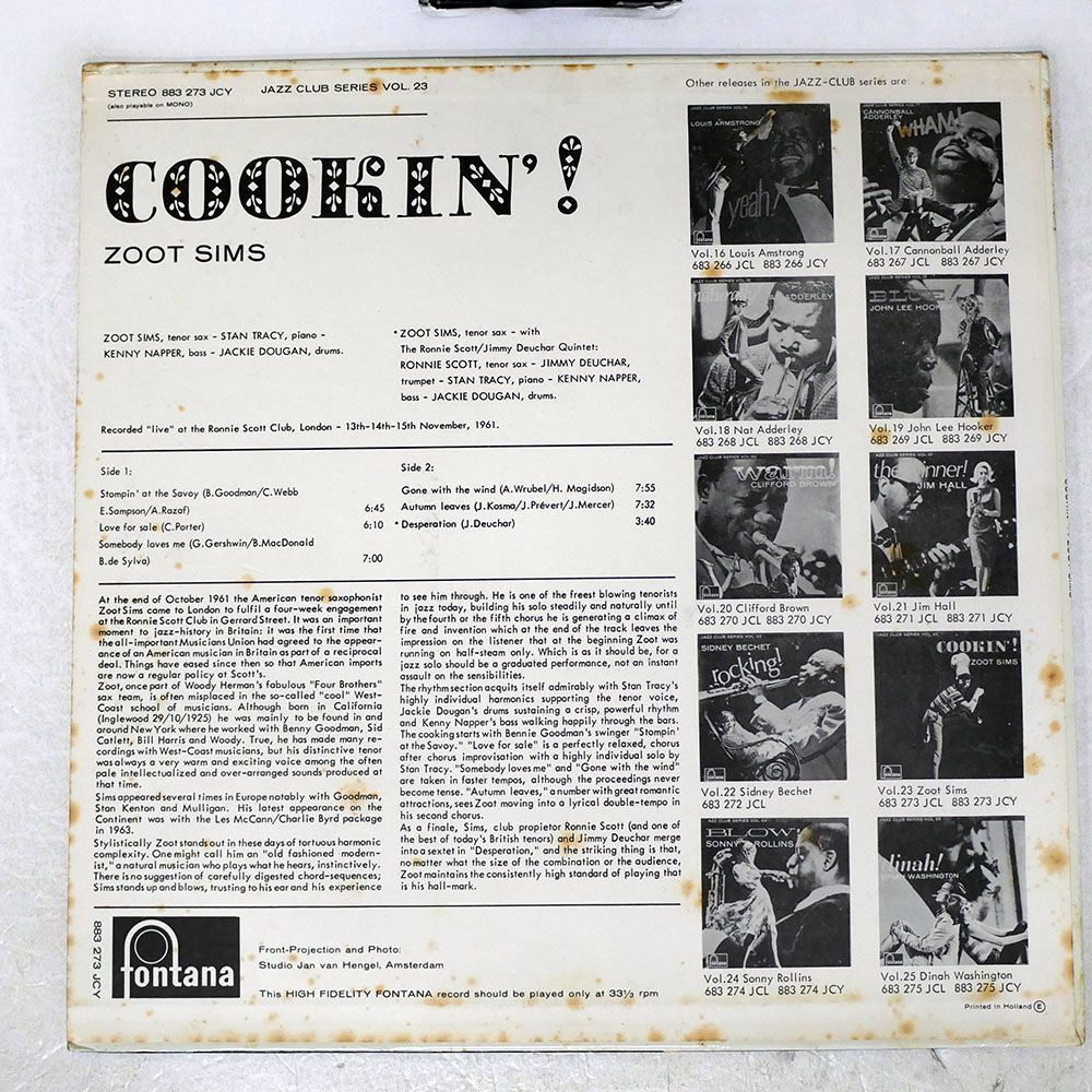 オランダ盤 ZOOT SIMS/COOKIN'/FONTANA 883273JCY LP 【公式通販】