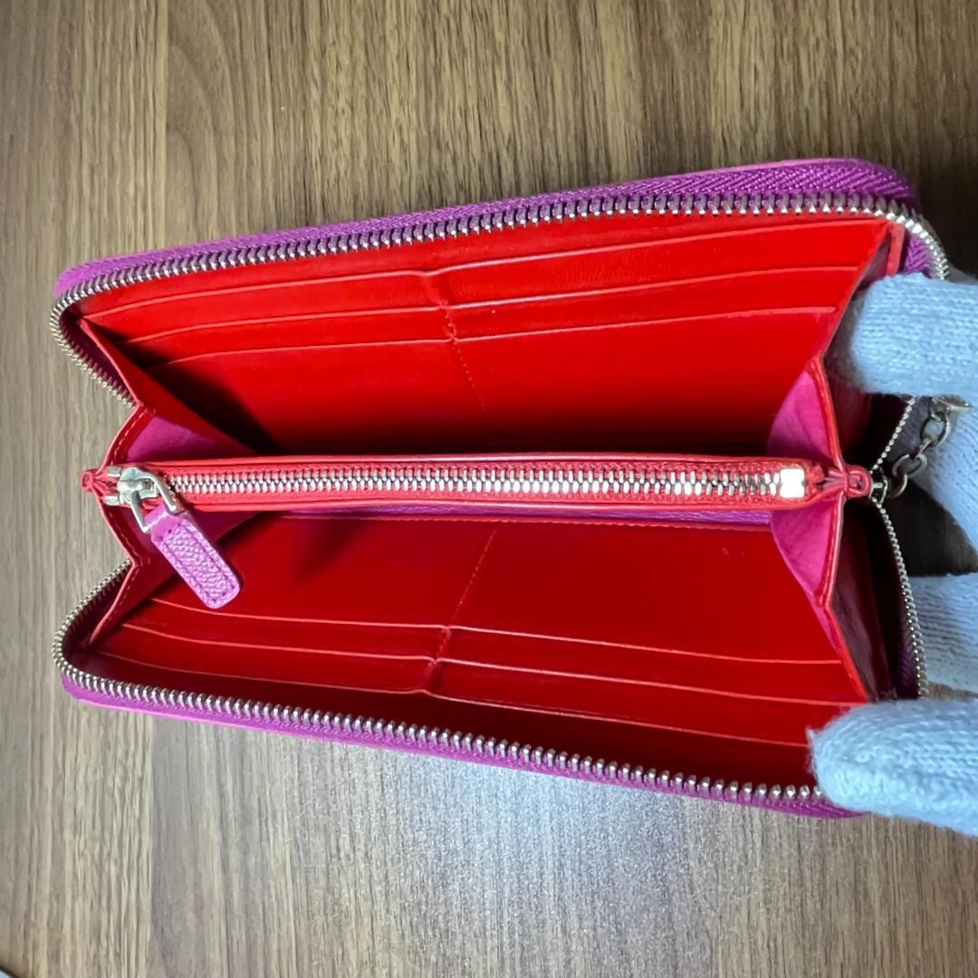 美品】BVLGARI ブルガリ ラウンドファスナー長財布 ピンク チャーム