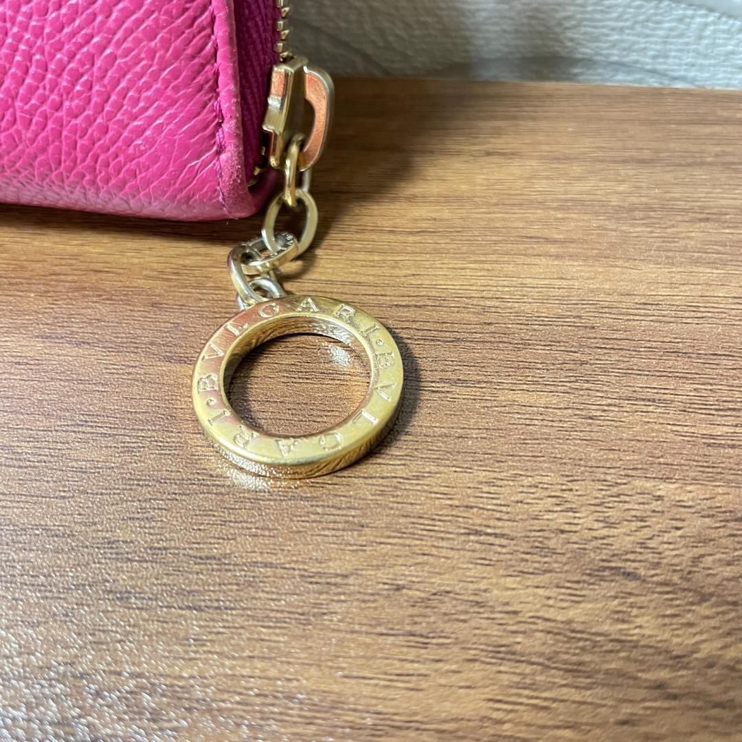美品】BVLGARI ブルガリ ラウンドファスナー長財布 ピンク チャーム