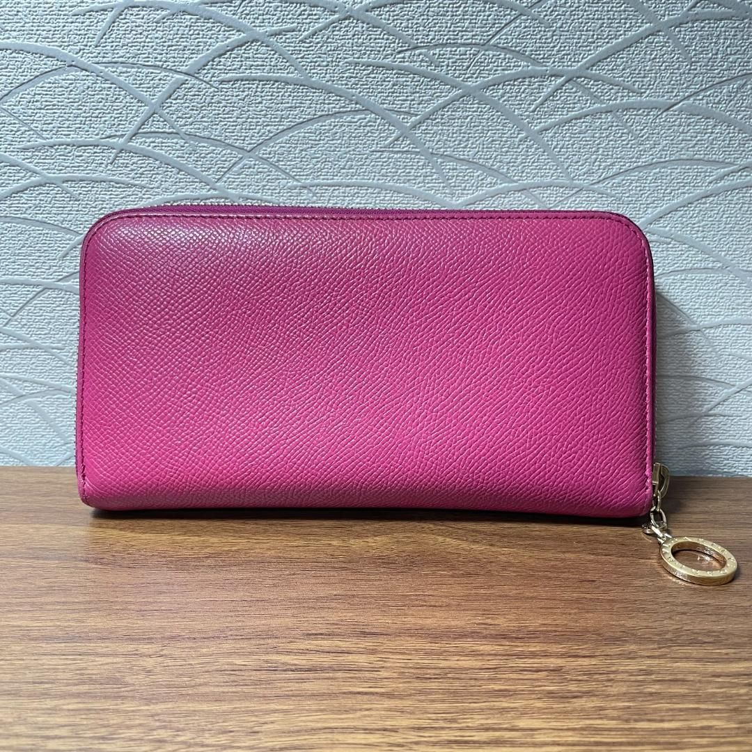 美品】BVLGARI ブルガリ ラウンドファスナー長財布 ピンク チャーム