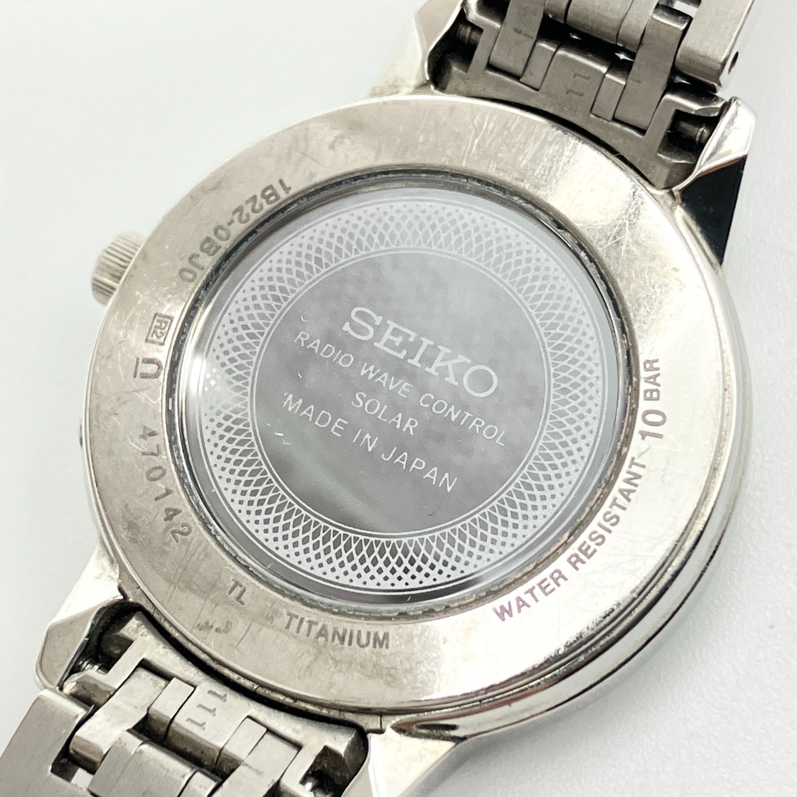 【電波ソーラー、希少、美品】セイコー　エクセリーヌ　チタン　1B22-0BJ0 セイコー エクセリーヌ 電波ソーラー チタン レディース 1B22-0BJ0