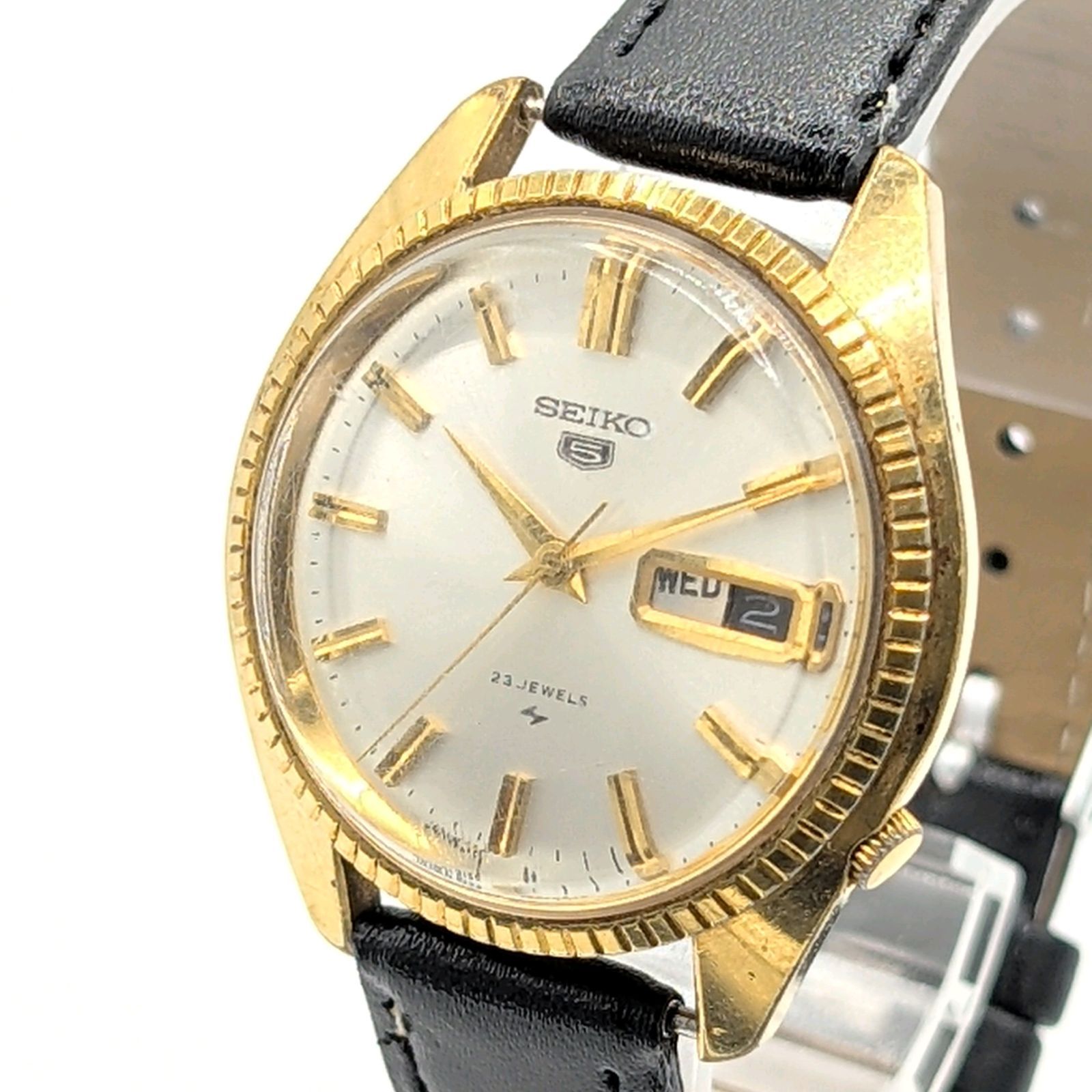 SEIKO 5120-8650 Watch Automatic Men's Round Gold Dial Day-Date Y2K