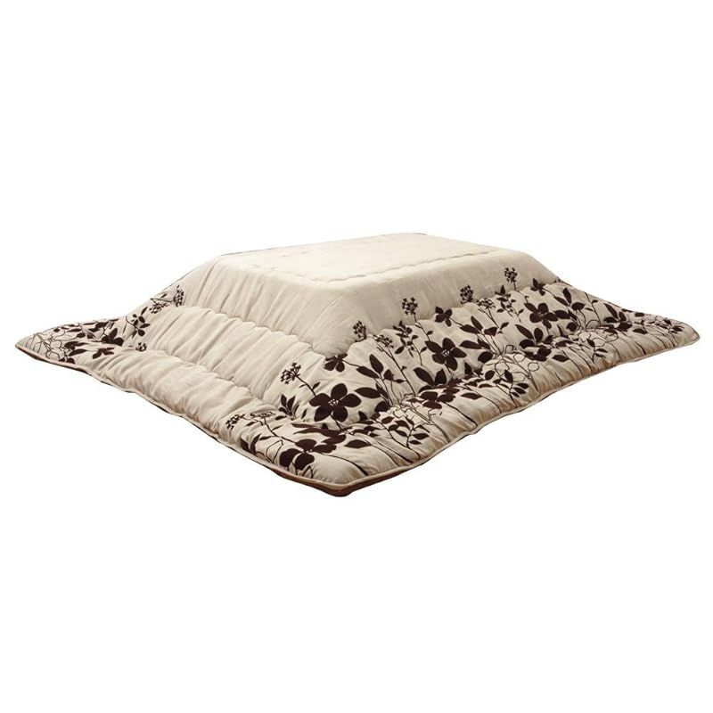 イケヒコ こたつ布団 正方形 シエナ 約 ベージュ モダン リーフ 厚掛け 5173319