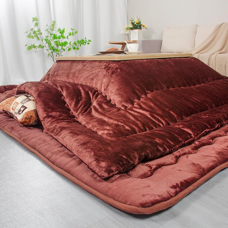 JEMAジェマ こたつ布団 こたつ厚掛け布団 掛け布団 リバーシブル 両面使える フランネル 発熱綿使用 保温性 丸洗いOK 毛抜けない レッド 185 x cm