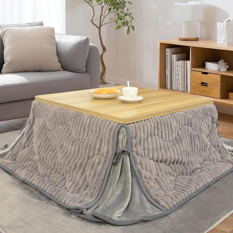 JEMA こたつ布団 省スペース こたつ掛け布団 正方形 こたつ用ふとん スリットデザイン 洗える フランネル生地 おしゃれ フランネル あったか なめらか180 x 180 cm コーデユロイ グレー