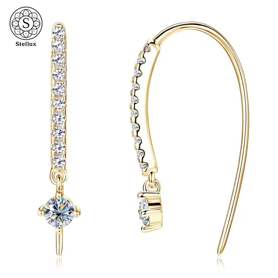  横顔を美しく整える一粒ピアス モアサナイト フックピアス S 925刻印×18 Kコーティング しずくデザイン GRA鑑別書付 レディース シンプル 上品 高見え ゴールド シルバー 普段使い デート ギフト ピアス(両耳用) アクセサリー