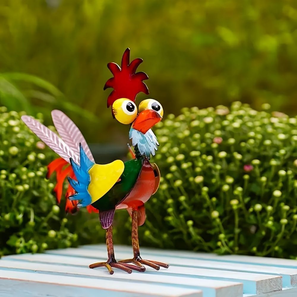 置物 オブジェ ガーデンオーナメント カラフルなニワトリ にわとり 鶏