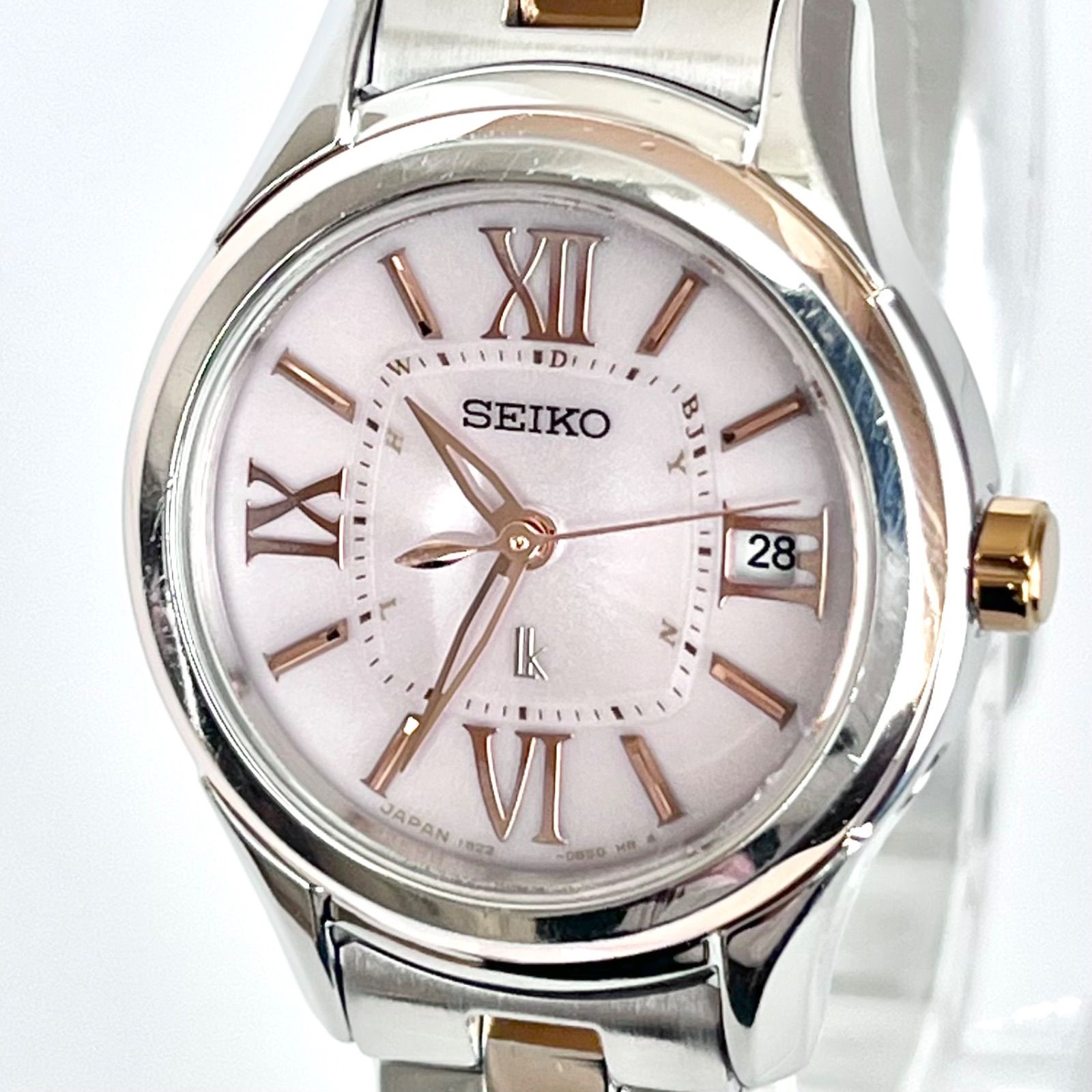 セイコー ルキア レディース 腕時計 稼働 電波ソーラー 磨き済み SEIKO LUKIA ピンク文字盤 ゴールド