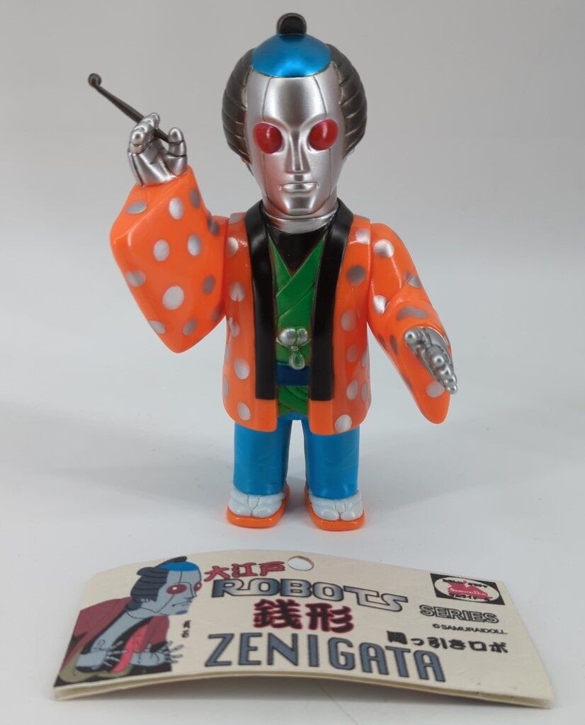 SamuraiDoll 大江戸ROBOTSシリーズ 岡っ引きロボ 銭形 水玉オレンジ法被 赤目 銀 黄緑