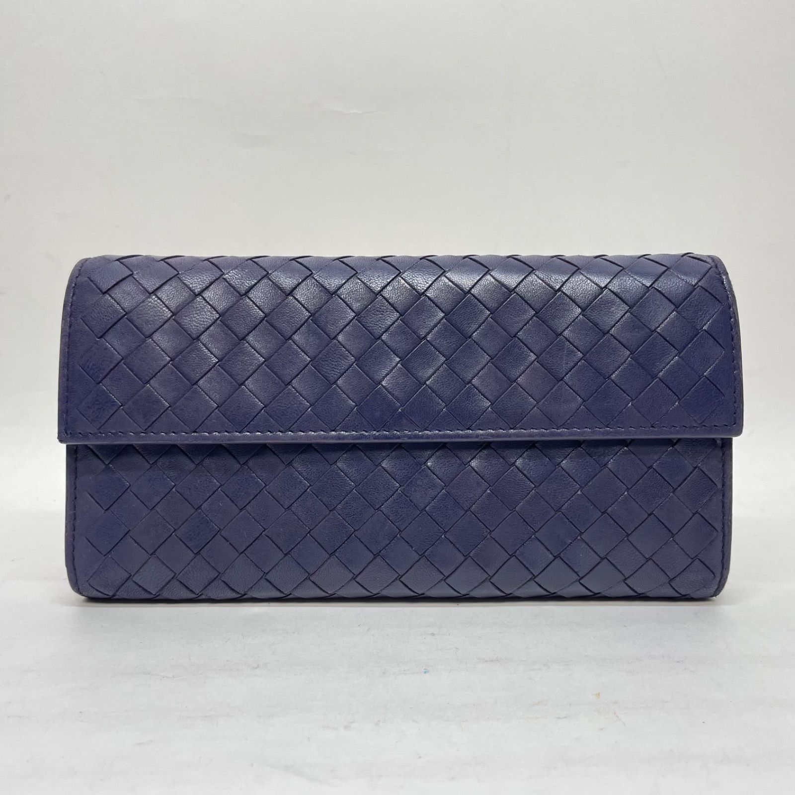 3057 BOTTEGA VENETA ボッテガヴェネタ 長財布 パープル フラップ 