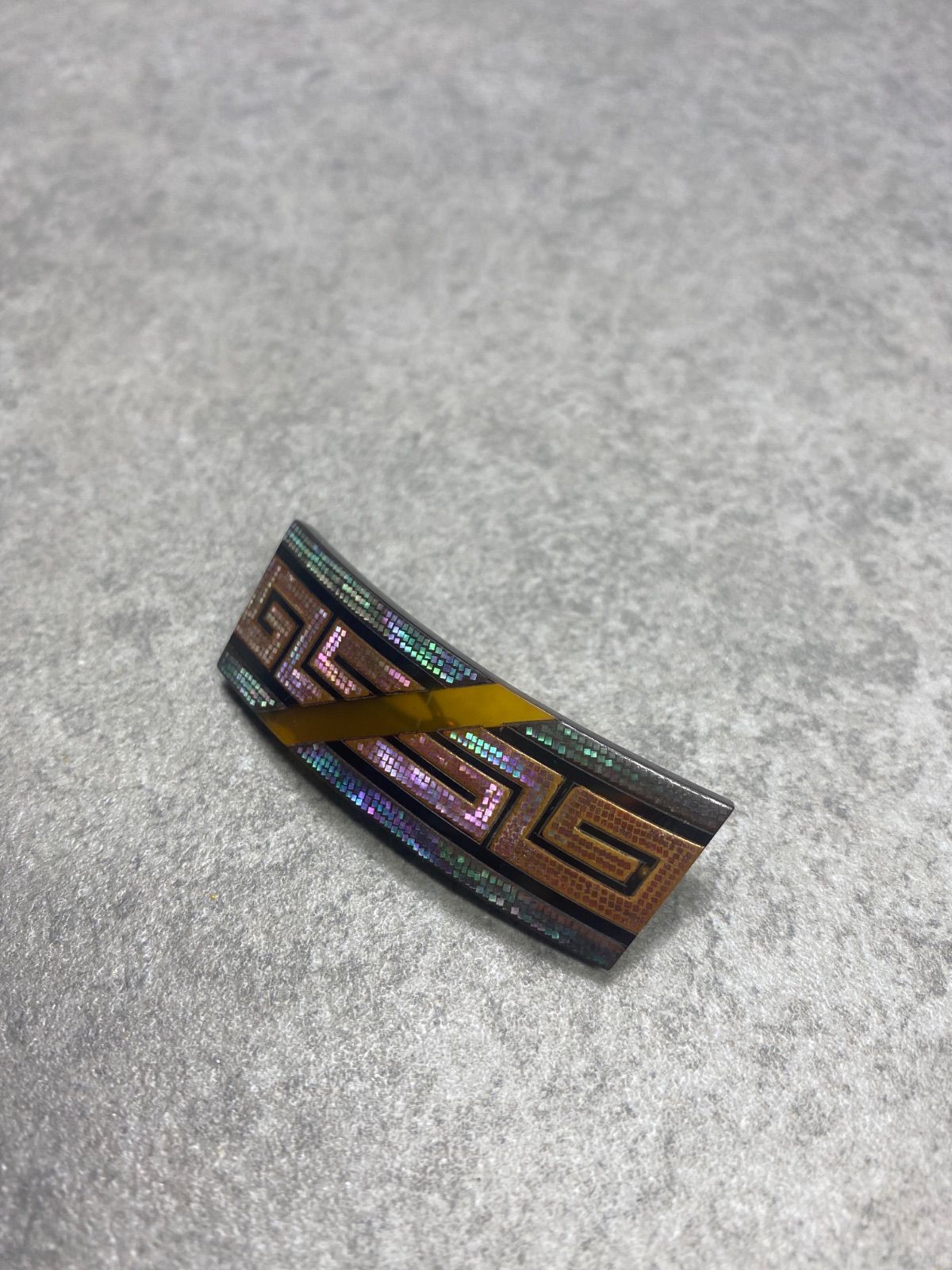 髪留め バレッタ 本鼈甲 螺鈿蒔絵 在銘あり 永山作 和装小物