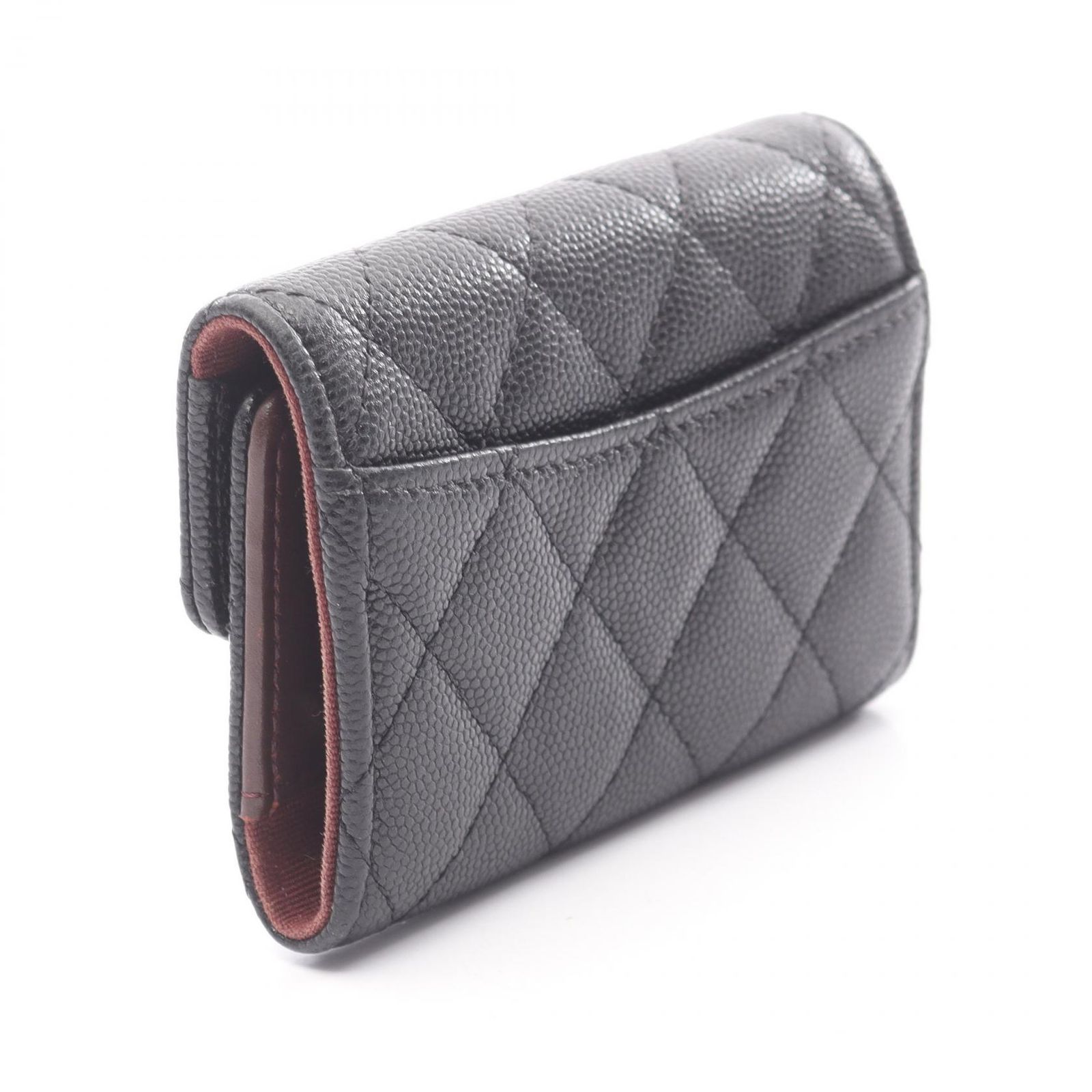 シャネル CHANEL キーケース マトラッセ ブラック キャビアスキン グレインドカーフ 4連キーケース レディース B