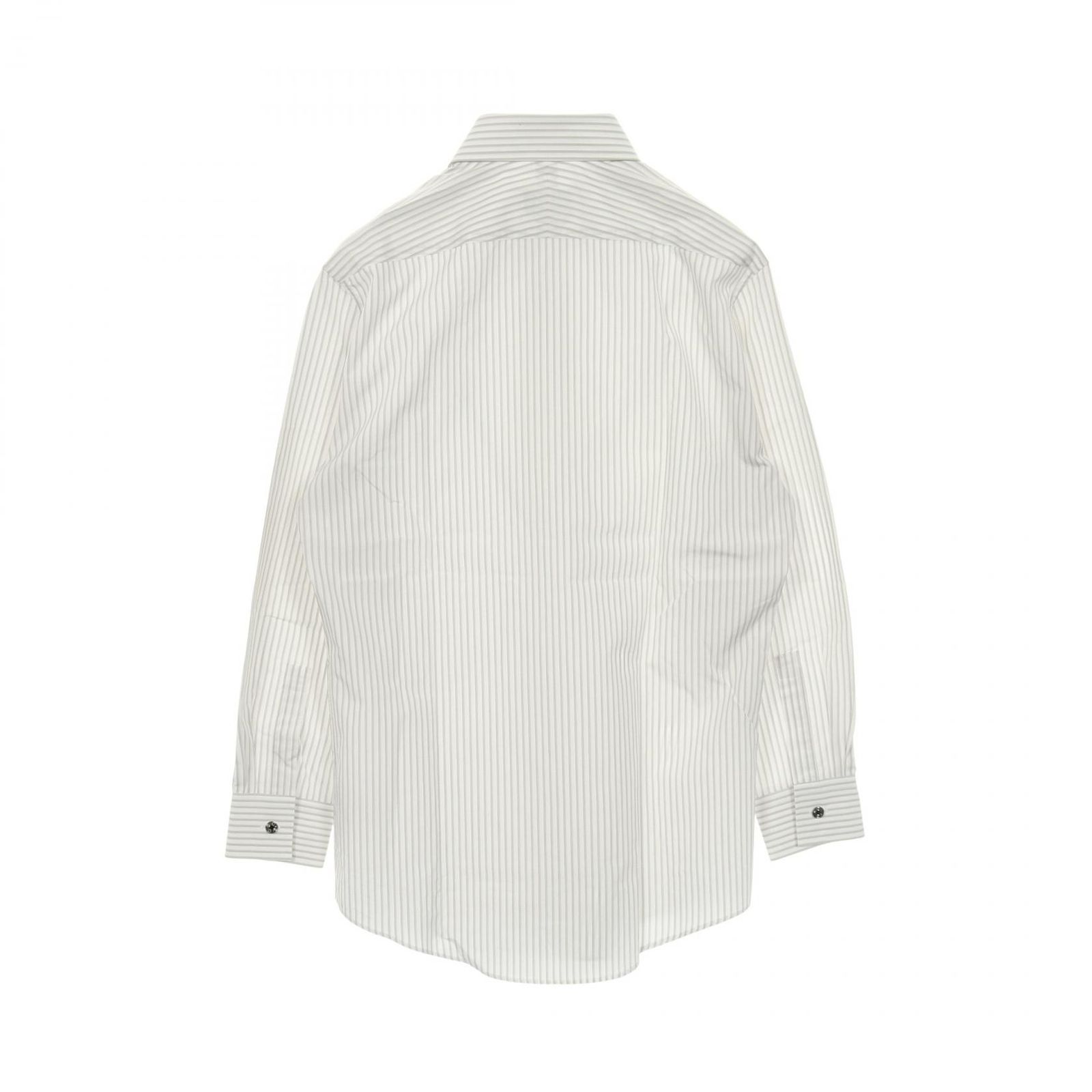 エルメス HERMES セリエボタン ホワイト グレー コットン シャツ レディース