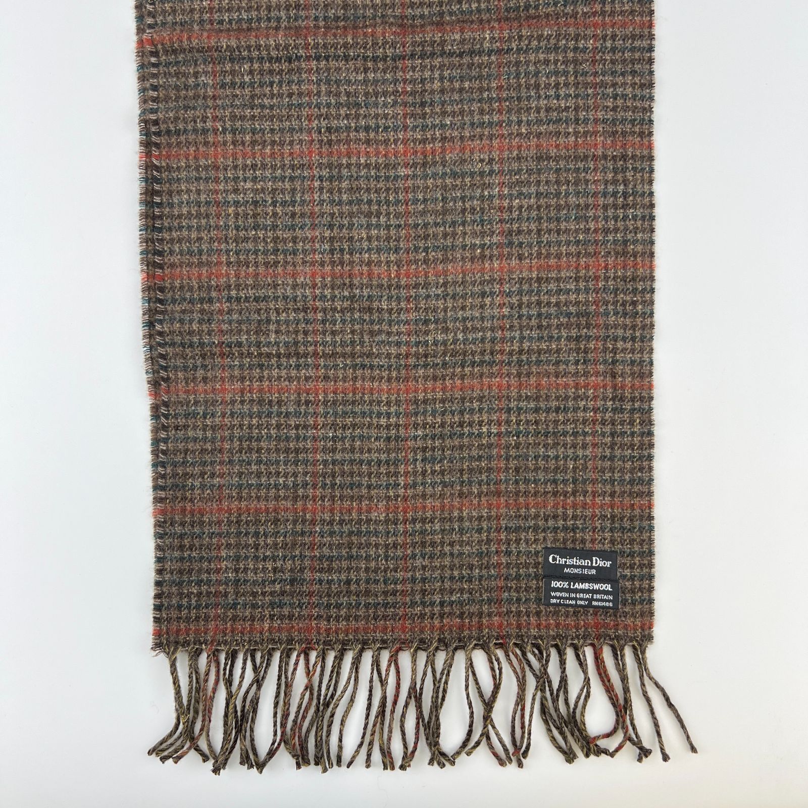 クリスチャンディオール マフラー トロッター柄 ウール100% ブラウン