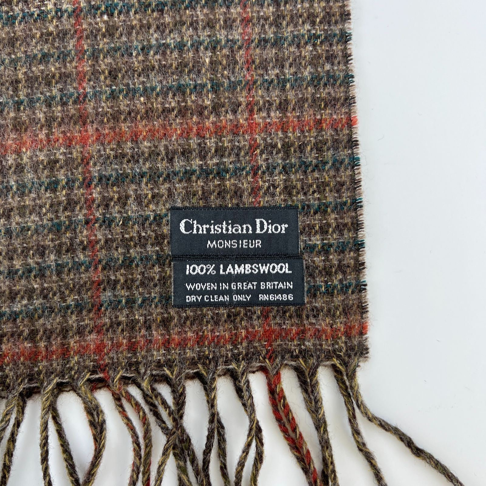 クリスチャンディオール マフラー トロッター柄 ウール100% ブラウン