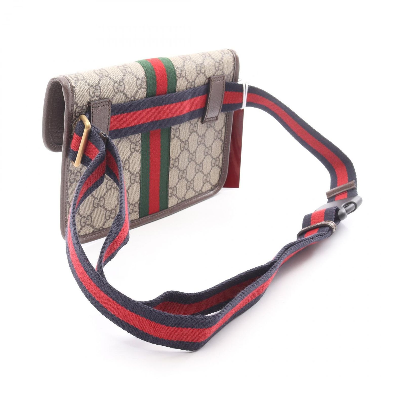グッチ GUCCI ウエストバッグ ボディバッグ オフィディア GGスプリーム スモール ベージュ エボニー PVCコーティングキャンバス レザー オフディア GGスモール ベルトバッグ