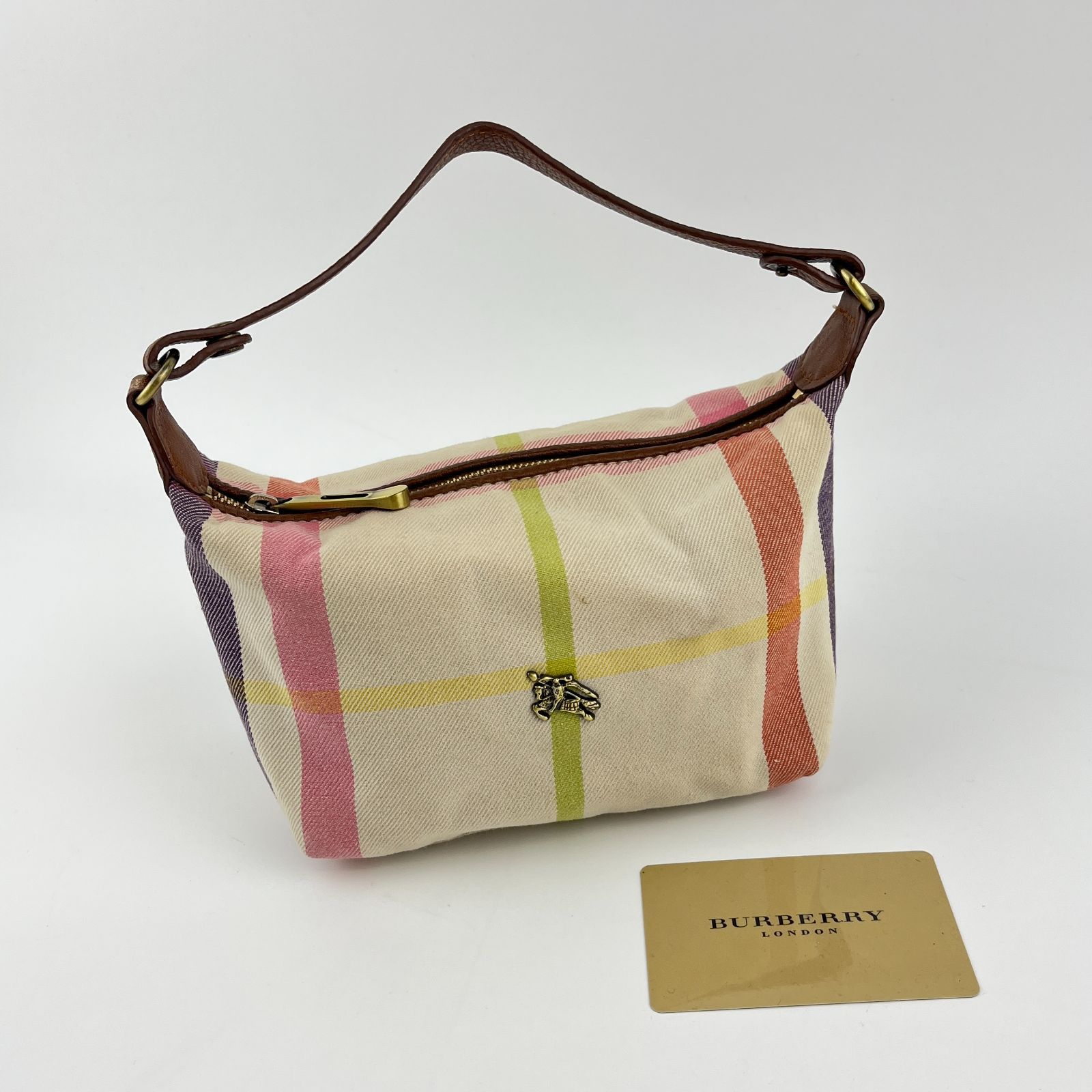 中古】BURBERRY バーバリー ハンドバッグ マルチカラー キャンバス