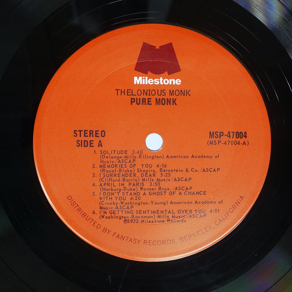 ジャンク,米 US盤 THELONIOUS MONK/PURE MONK/MILESTONE MSP47004 LP