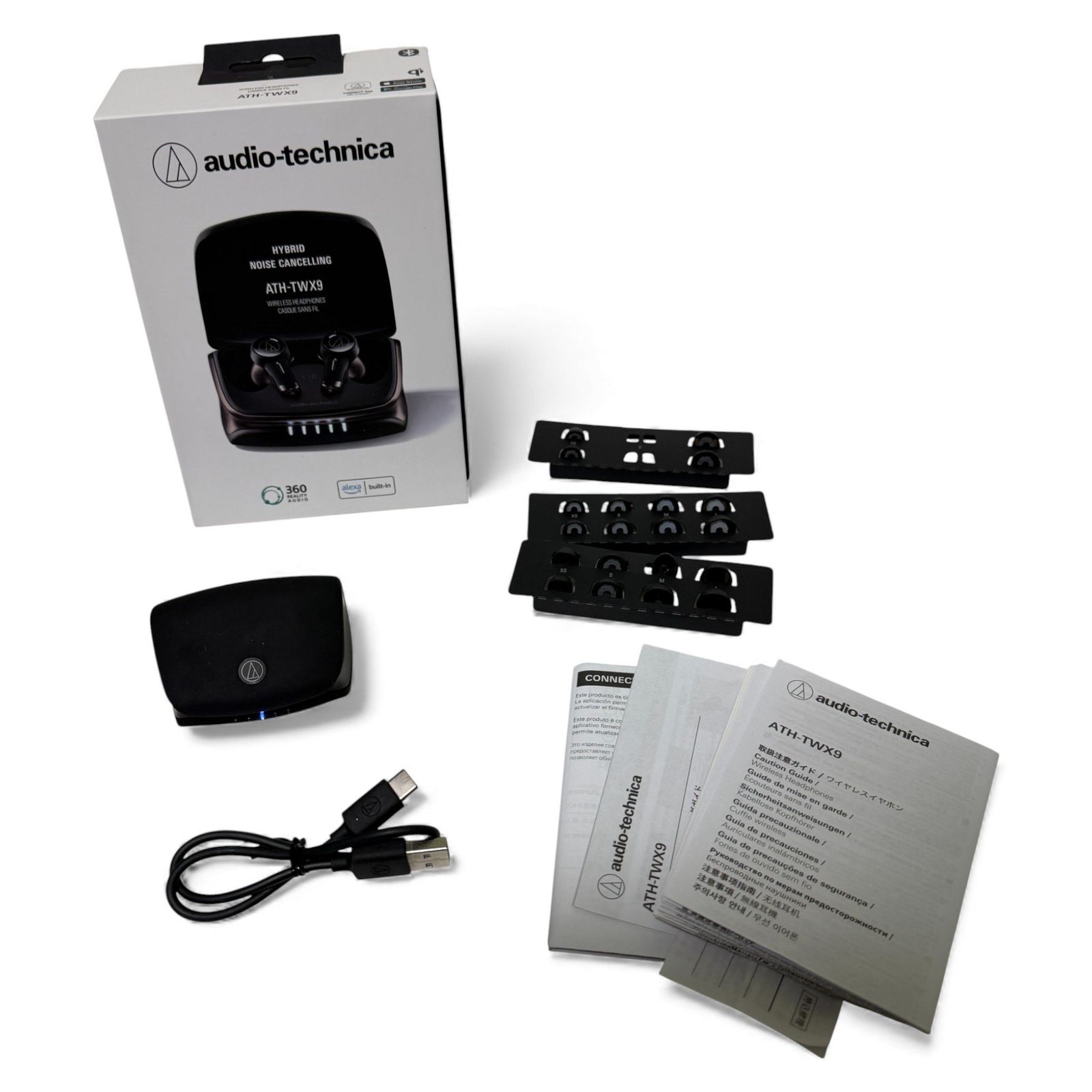 ◯ オーディオテクニカ audio-technica ワイヤレスイヤホン ATH-TWX 9 ブラック 最大約18.5時間再生 1100-3139