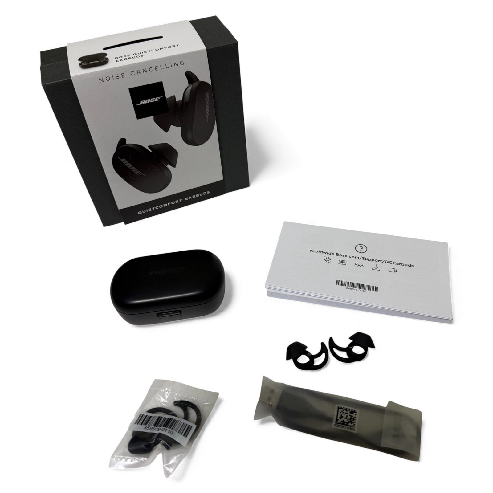 ◯ ボーズ BOSE 完全ワイヤレスイヤホン QuietComfort Earbuds ブラック 最長8.5時間連続再生 1100-3140