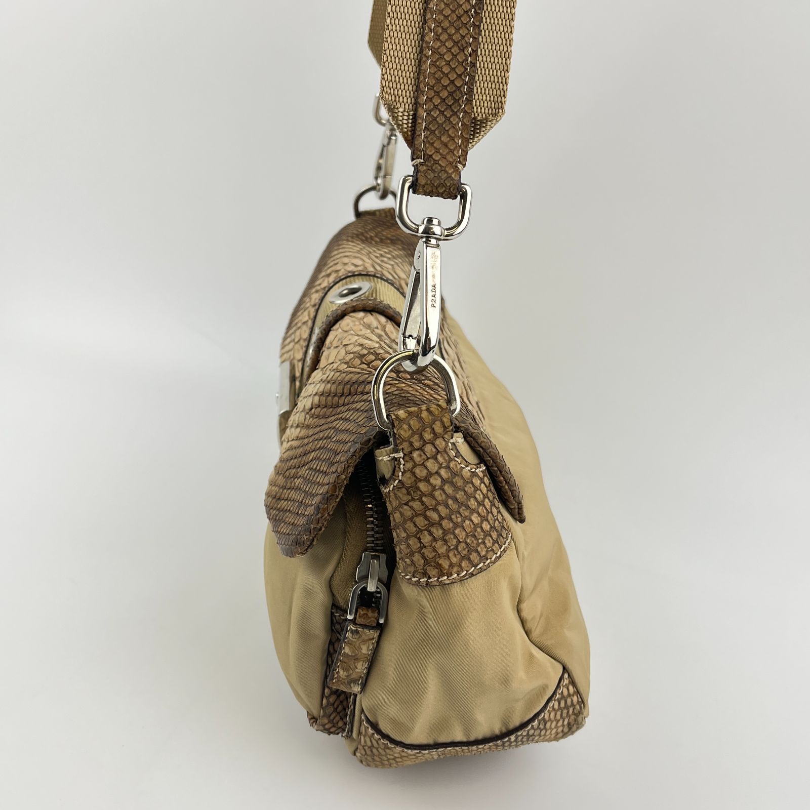 中古】PRADA プラダ ショルダーバッグ ブラウン ナイロン レザー