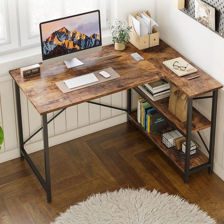 省スペース設計 L字型コーナーデスク 頑丈メタルフレーム コンパクト ホームオフィス 勉強机に最適 ミニマルデザイン ワークステーション テレワーク