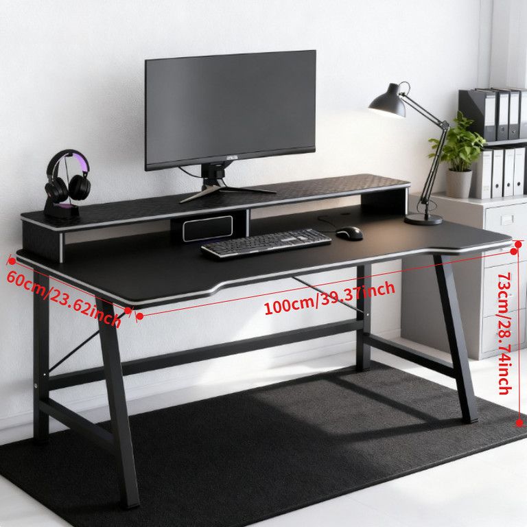 カーボンファイバー天板】ゲーミングデスク デュアルモニター対応 幅