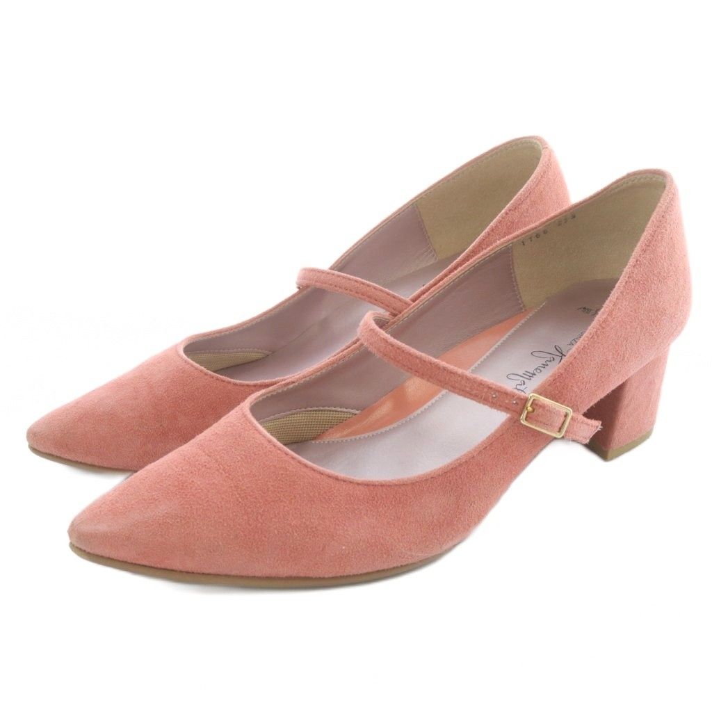 銀座かねまつ GINZA Kanematsu スエード ストラップ パンプス ポイン