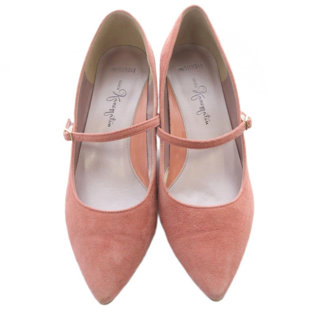 銀座かねまつ GINZA Kanematsu スエード ストラップ パンプス ポイン