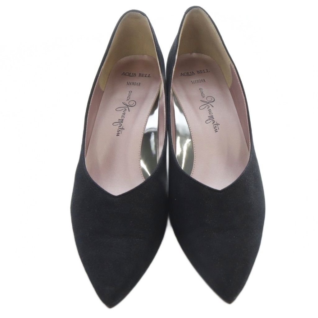 銀座　かねまつ　ヒール　ポインテッドトゥ　黒　スエード　24cm GINZA GINZA Kanematsu（銀座かねまつ） パンプス ポインテッドトゥ