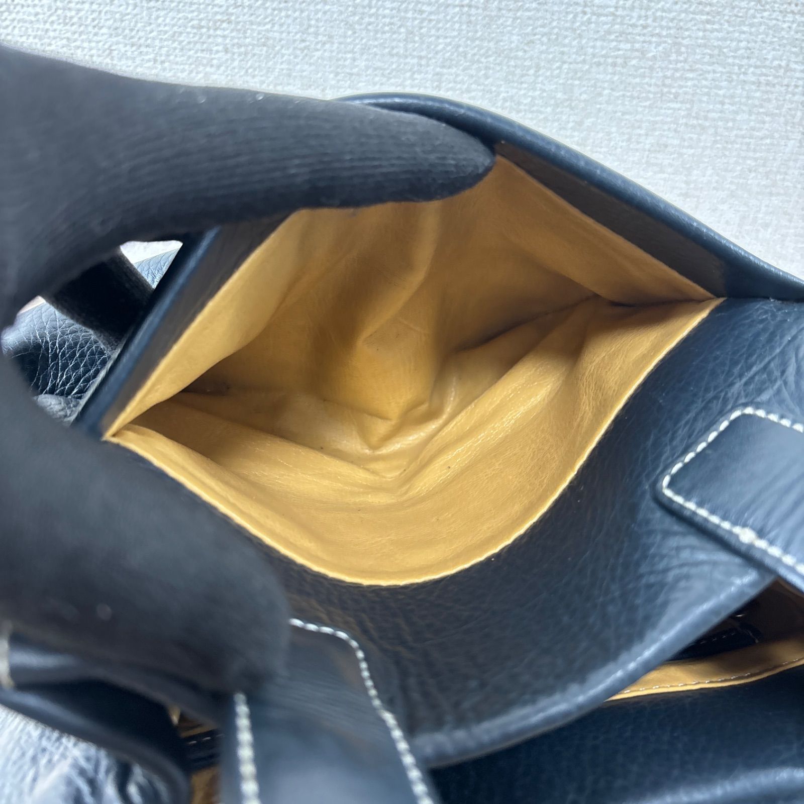 【極美品✨】　Kitamura キタムラ　ハンドバッグ　レザー　ネイビー Kitamura キタムラ ハンドバッグ 編み込みハンドル レザー 革 ネイビー