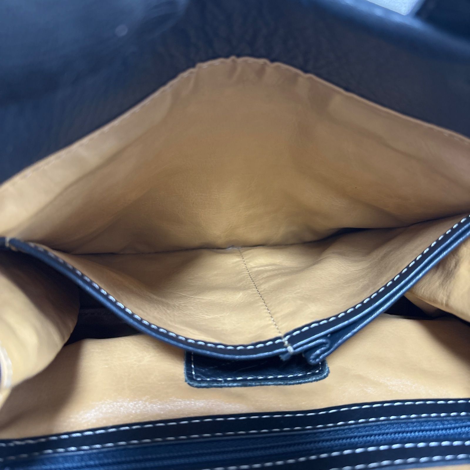 Kitamura キタムラ ハンドバッグ 編み込みハンドル レザー 革 ネイビー