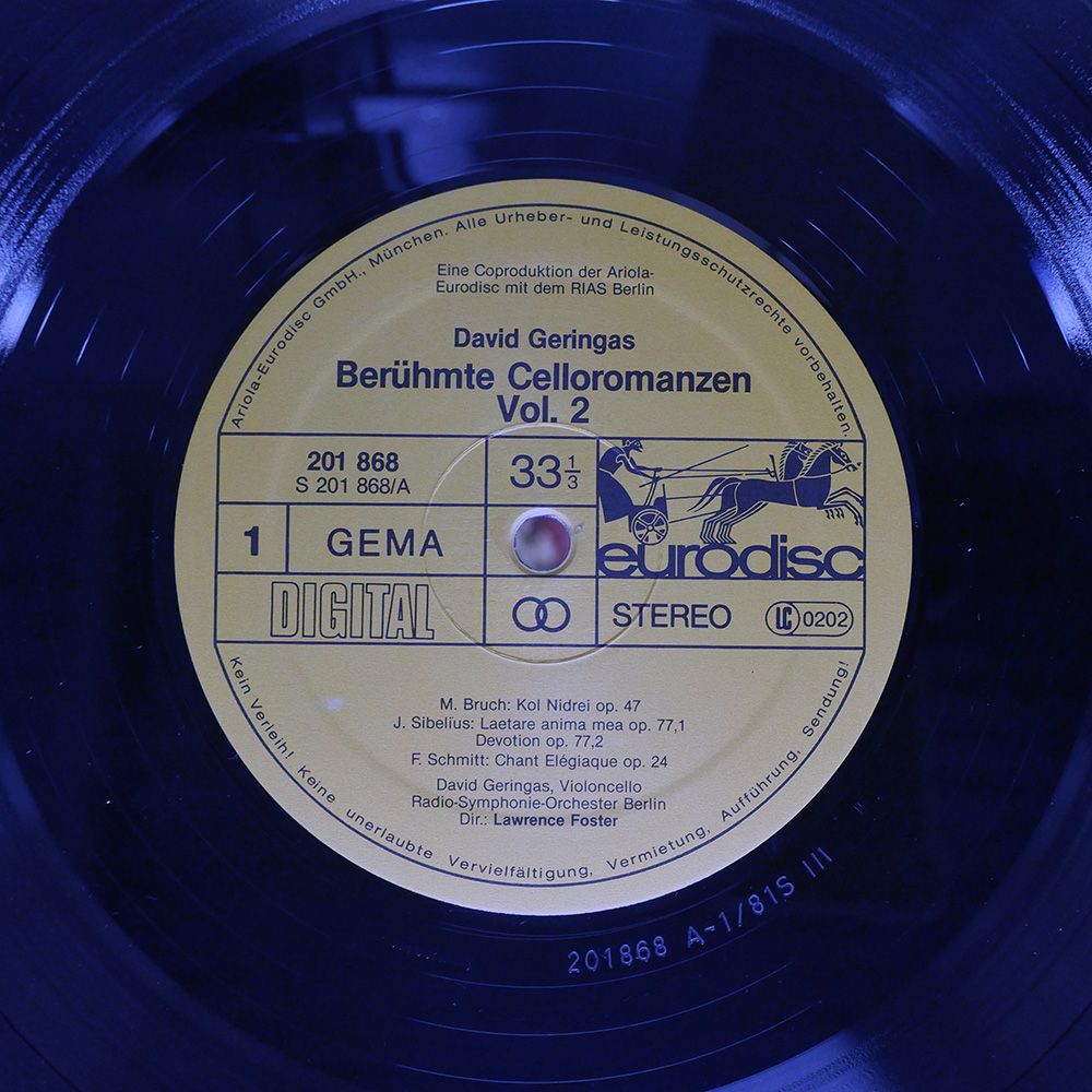 独 ドイツ盤 RADIO-SYMPHONIE-ORCHESTER BERLIN/BERHMTE CELLOROMANZEN